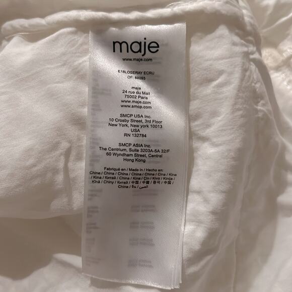 Maje Loseray Peplum Lace Top Blouse Short Sleeve  in Ecru White Size 1 US Smalll - Picture 10 of 11